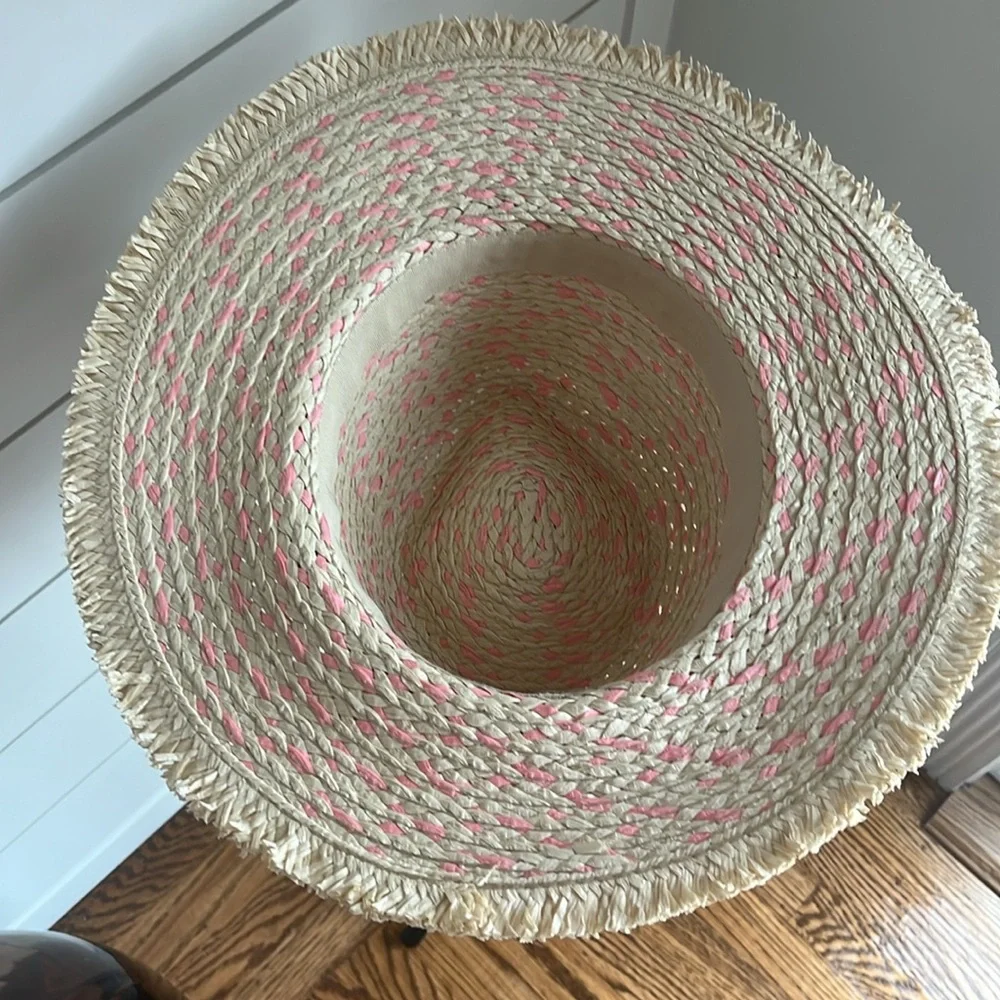 American Exchange Straw Hat with Pink Highlights